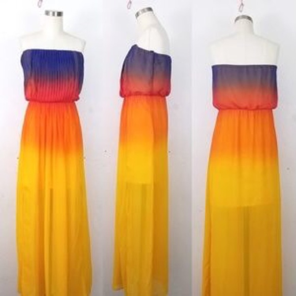 Strapless maxi dress | leg slit